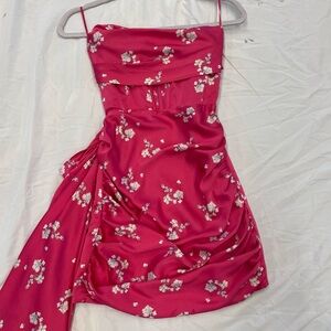Bardot Strapless Pink Floral Dress